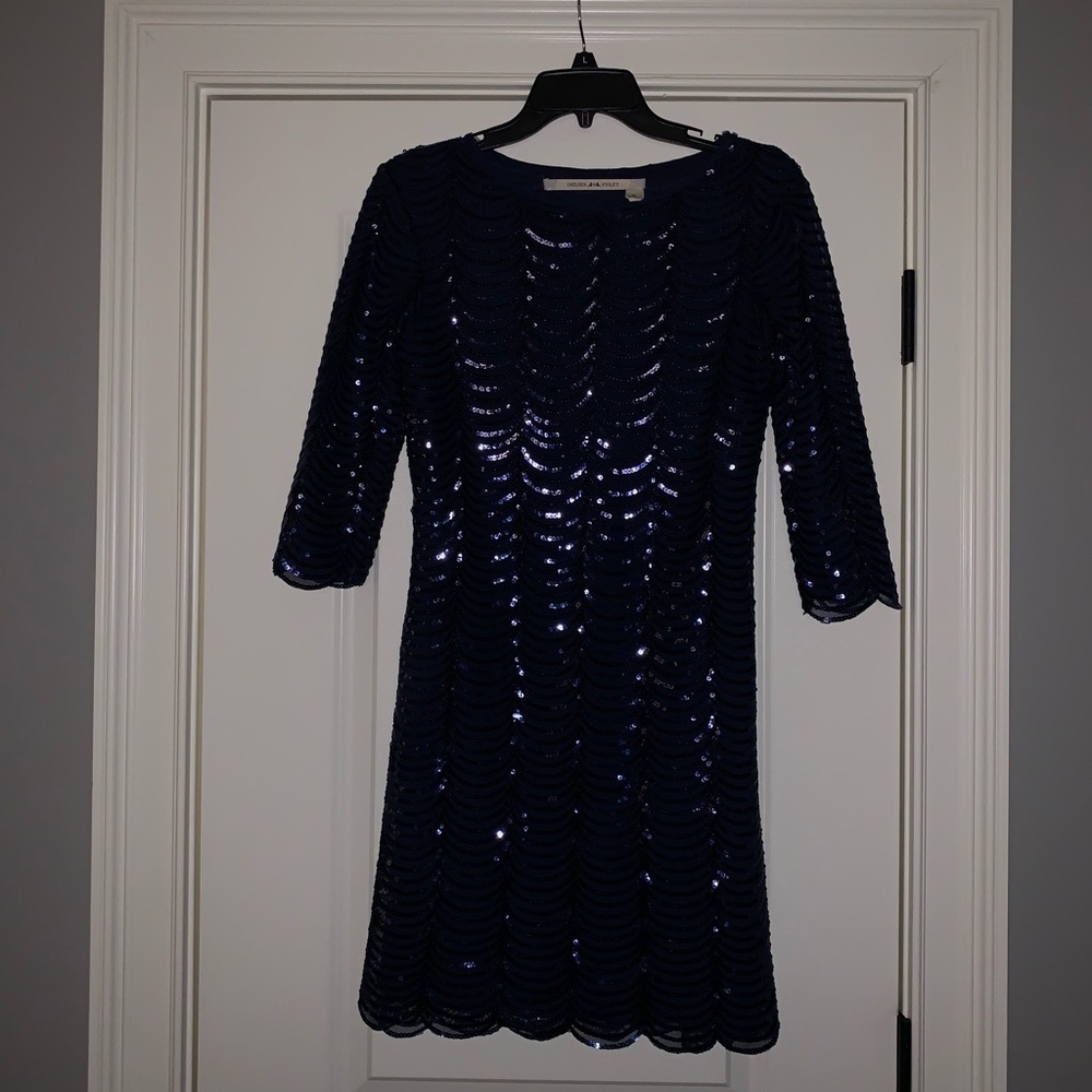 Sequin 3/4 Sleeved Formal Dress